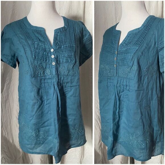 Charlotte Russe, Dusty Blue, Retro, Peasant Blouse - Picture 7 of 12